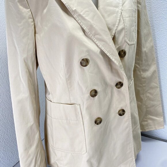 Tory Burch Women’s Polished Poplin Double-Breasted Jacket Size 12 Palestone - Picture 11 of 15